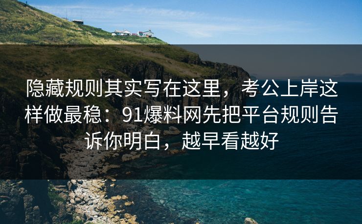 隐藏规则其实写在这里，考公上岸这样做最稳：91爆料网先把平台规则告诉你明白，越早看越好